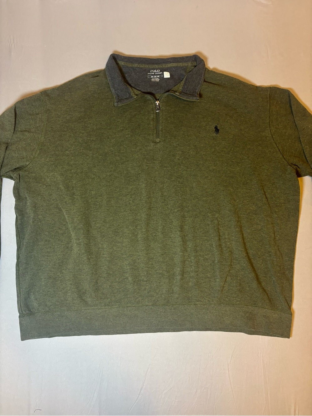 Men’s Polo by Ralph Lauren Olive Half-Zip Polo Shirt Size 3XL/3XB